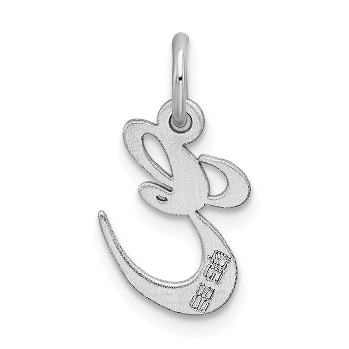 Million Charms 925 Sterling Silver Rhodium-Plated Small Fancy Script Alphabet Letter Initial E Charm