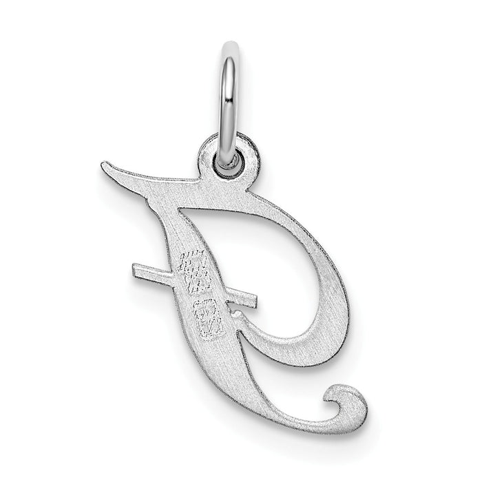 Million Charms 925 Sterling Silver Rhodium-Plated Small Fancy Script Alphabet Letter Initial F Charm