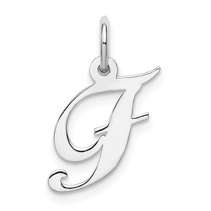 Million Charms 925 Sterling Silver Rhodium-Plated Small Fancy Script Alphabet Letter Initial F Charm