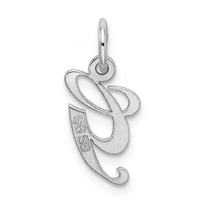 Million Charms 925 Sterling Silver Rhodium-Plated Small Fancy Script Alphabet Letter Initial G Charm