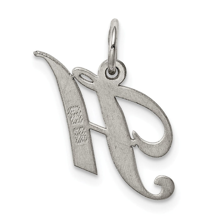 Million Charms 925 Sterling Silver Rhodium-Plated Small Fancy Script Alphabet Letter Initial H Charm