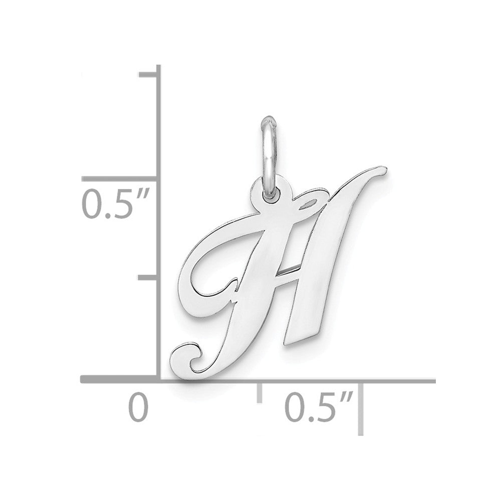 Million Charms 925 Sterling Silver Rhodium-Plated Small Fancy Script Alphabet Letter Initial H Charm