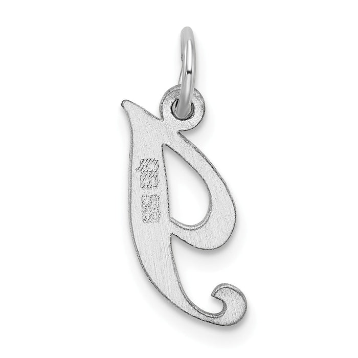 Million Charms 925 Sterling Silver Rhodium-Plated Small Fancy Script Alphabet Letter Initial I Charm