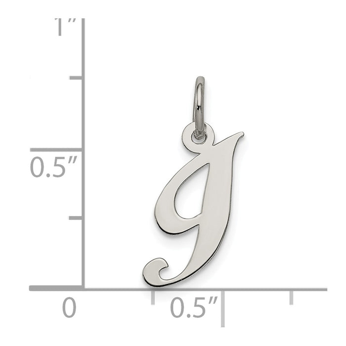 Million Charms 925 Sterling Silver Rhodium-Plated Small Fancy Script Alphabet Letter Initial I Charm