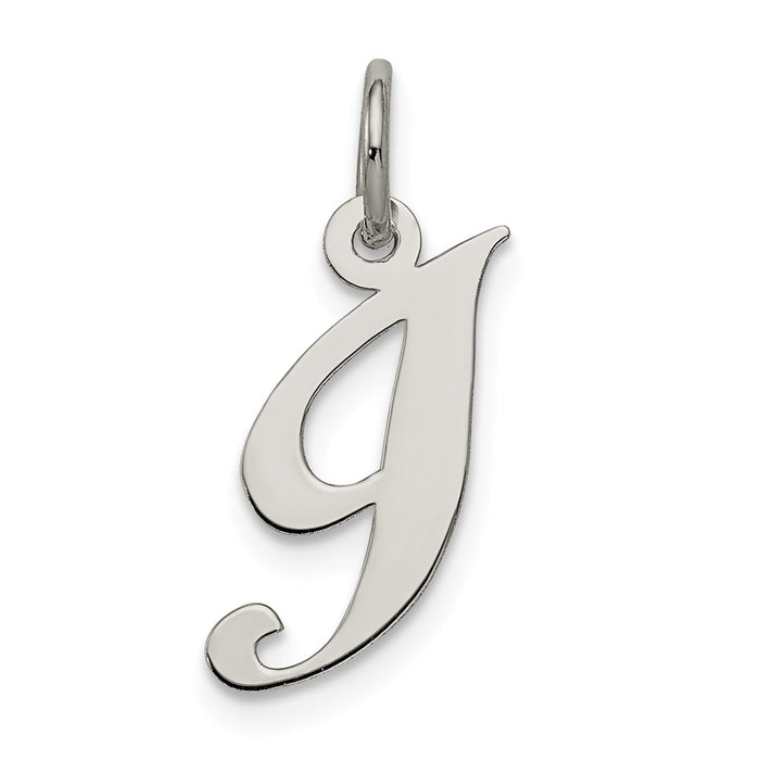 Million Charms 925 Sterling Silver Rhodium-Plated Small Fancy Script Alphabet Letter Initial I Charm