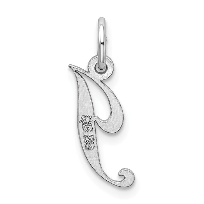 Million Charms 925 Sterling Silver Rhodium-Plated Small Fancy Script Alphabet Letter Initial J Charm