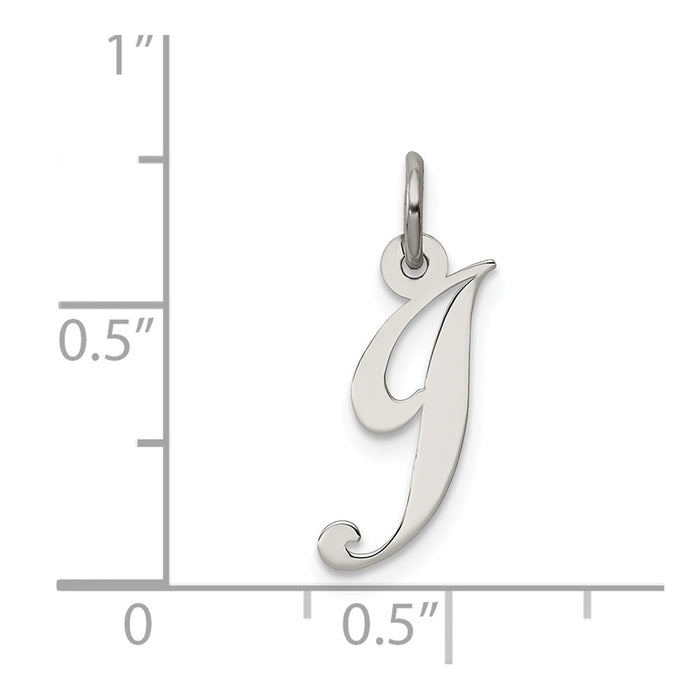 Million Charms 925 Sterling Silver Rhodium-Plated Small Fancy Script Alphabet Letter Initial J Charm