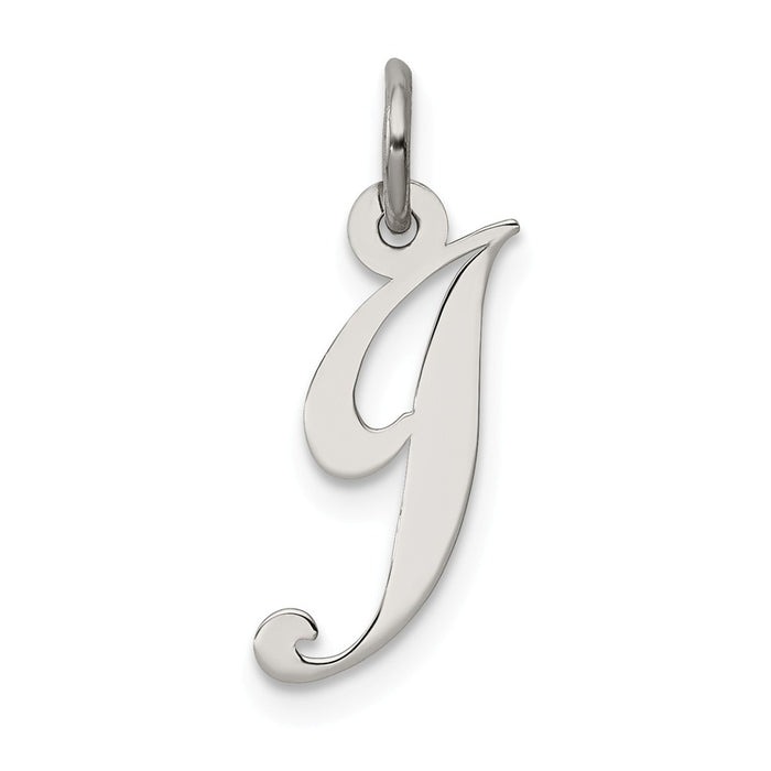 Million Charms 925 Sterling Silver Rhodium-Plated Small Fancy Script Alphabet Letter Initial J Charm