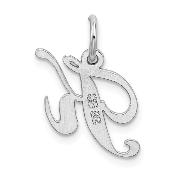 Million Charms 925 Sterling Silver Rhodium-Plated Small Fancy Script Alphabet Letter Initial K Charm