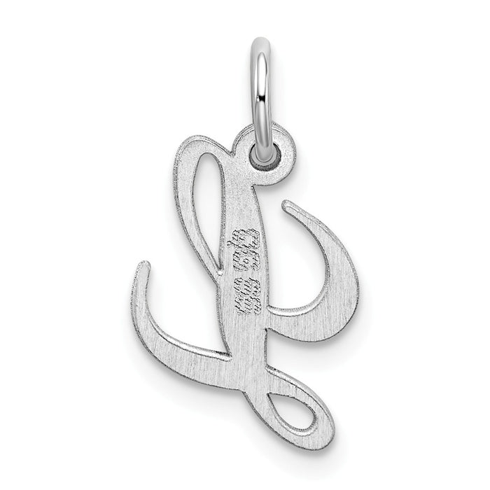 Million Charms 925 Sterling Silver Rhodium-Plated Small Fancy Script Alphabet Letter Initial L Charm