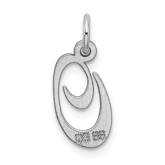 Million Charms 925 Sterling Silver Rhodium-Plated Small Fancy Script Alphabet Letter Initial O Charm