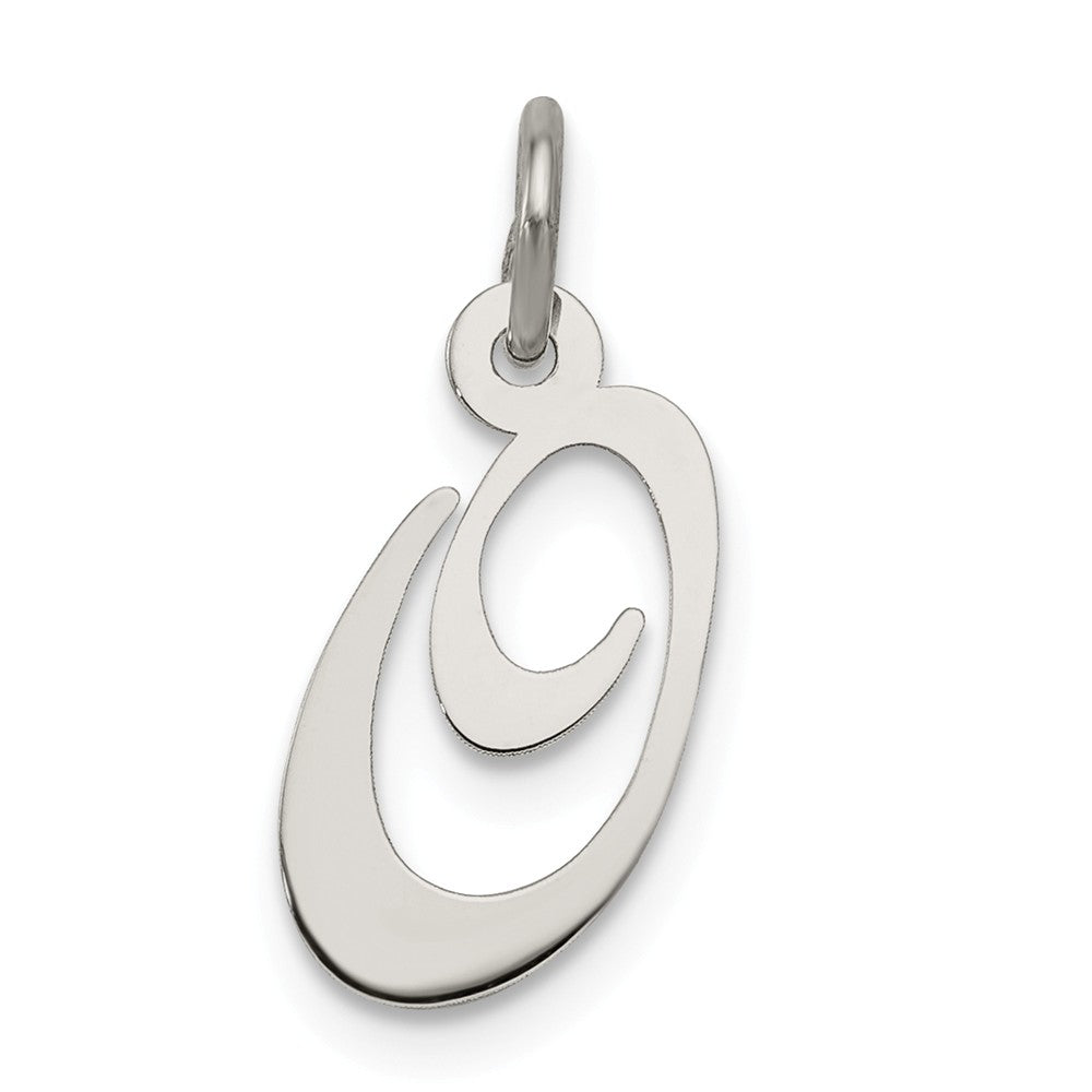 Million Charms 925 Sterling Silver Rhodium-Plated Small Fancy Script Alphabet Letter Initial O Charm