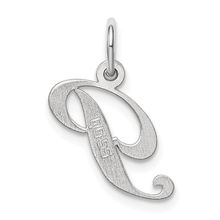 Million Charms 925 Sterling Silver Rhodium-Plated Small Fancy Script Alphabet Letter Initial P Charm