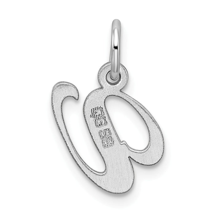 Million Charms 925 Sterling Silver Rhodium-Plated Small Fancy Script Alphabet Letter Initial V Charm