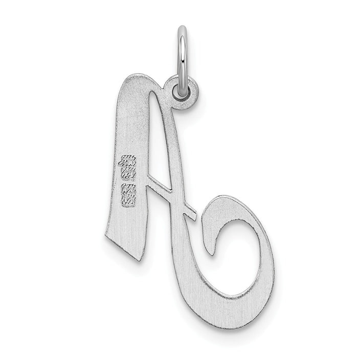 Million Charms 925 Sterling Silver Rhodium-Plated Medium Fancy Script Alphabet Letter Initial A Charm