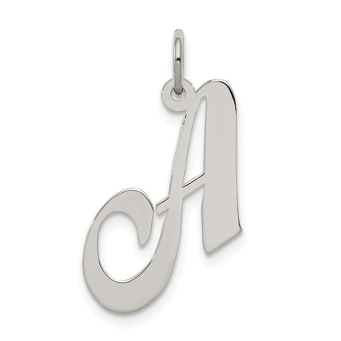 Million Charms 925 Sterling Silver Rhodium-Plated Medium Fancy Script Alphabet Letter Initial A Charm