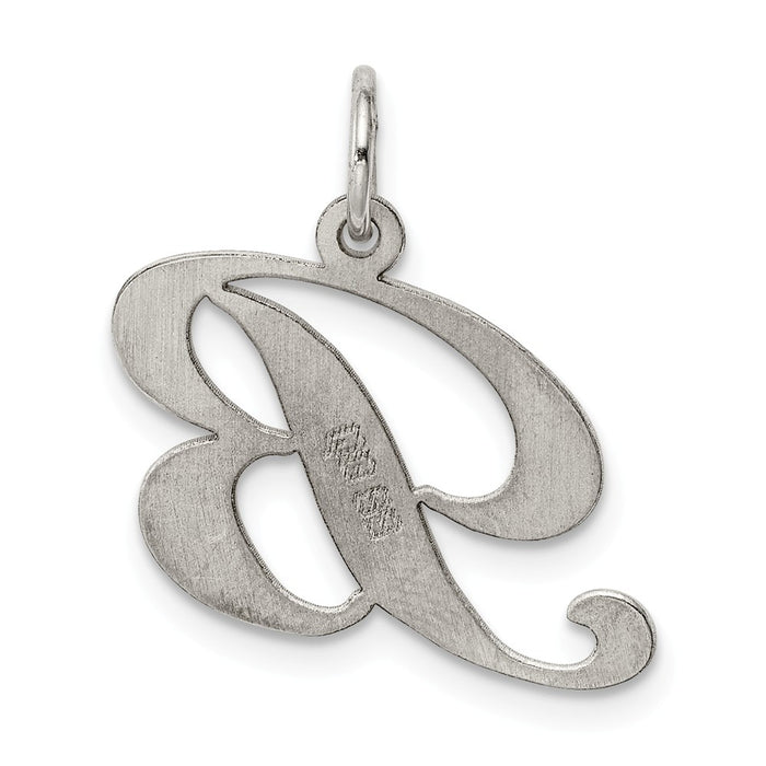 Million Charms 925 Sterling Silver Rhodium-Plated Medium Fancy Script Alphabet Letter Initial B Charm