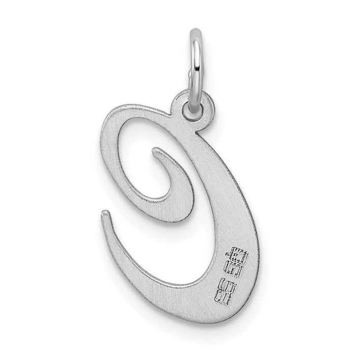 Million Charms 925 Sterling Silver Rhodium-Plated Medium Fancy Script Alphabet Letter Initial C Charm