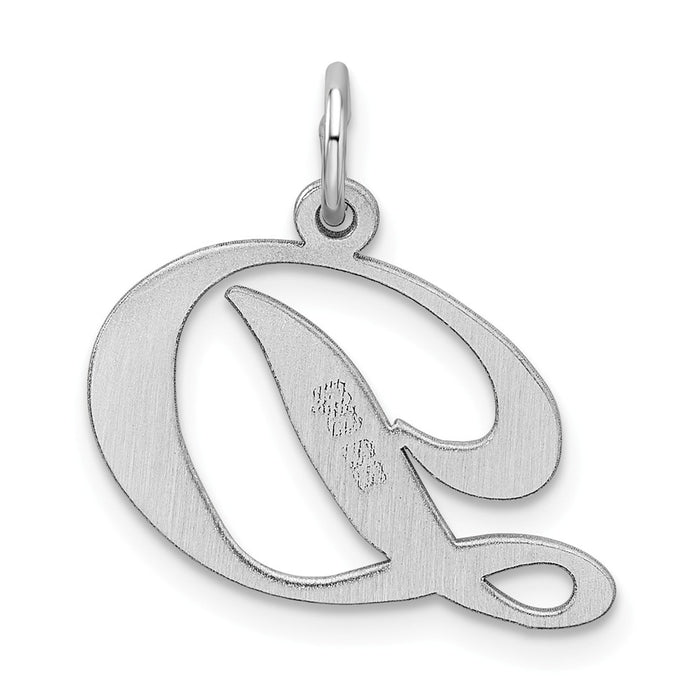 Million Charms 925 Sterling Silver Rhodium-Plated Medium Fancy Script Alphabet Letter Initial D Charm