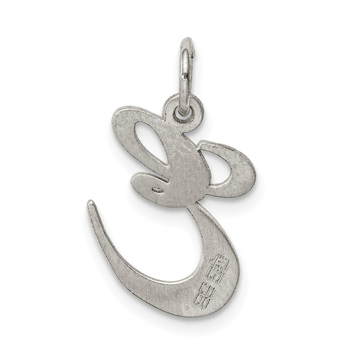 Million Charms 925 Sterling Silver Rhodium-Plated Medium Fancy Script Alphabet Letter Initial E Charm