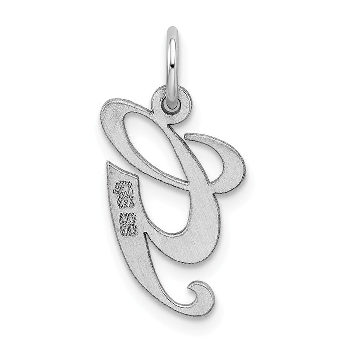 Million Charms 925 Sterling Silver Rhodium-Plated Medium Fancy Script Alphabet Letter Initial G Charm