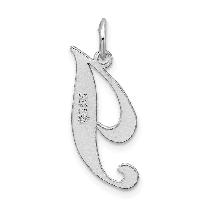 Million Charms 925 Sterling Silver Rhodium-Plated Medium Fancy Script Alphabet Letter Initial I Charm