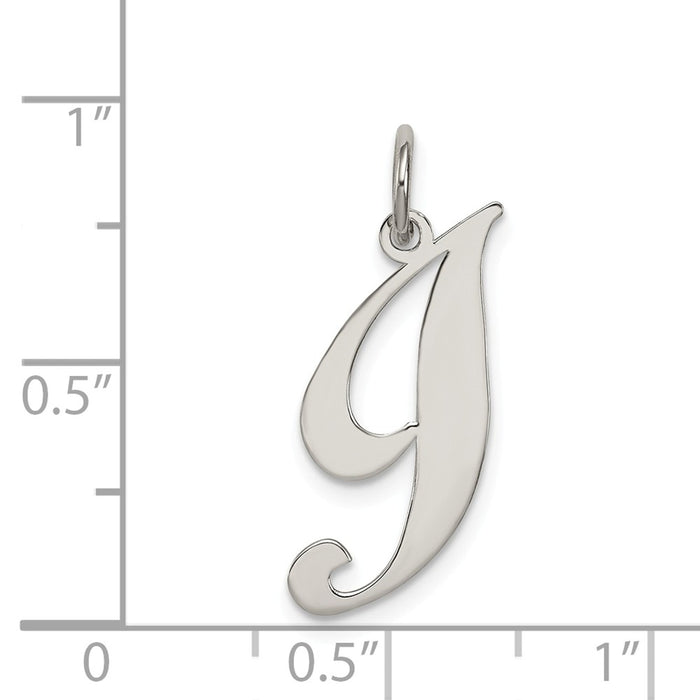 Million Charms 925 Sterling Silver Rhodium-Plated Medium Fancy Script Alphabet Letter Initial I Charm