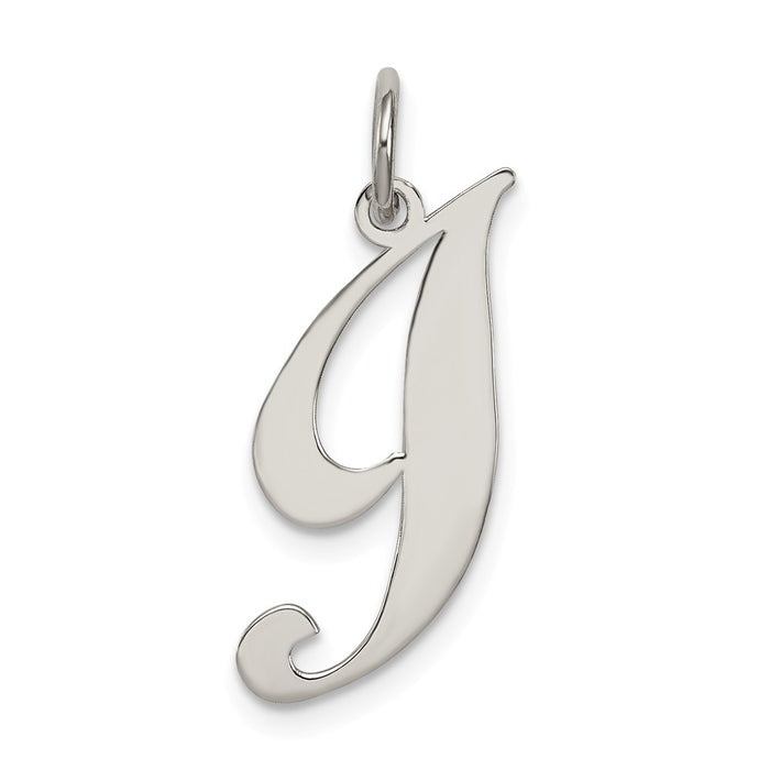 Million Charms 925 Sterling Silver Rhodium-Plated Medium Fancy Script Alphabet Letter Initial I Charm