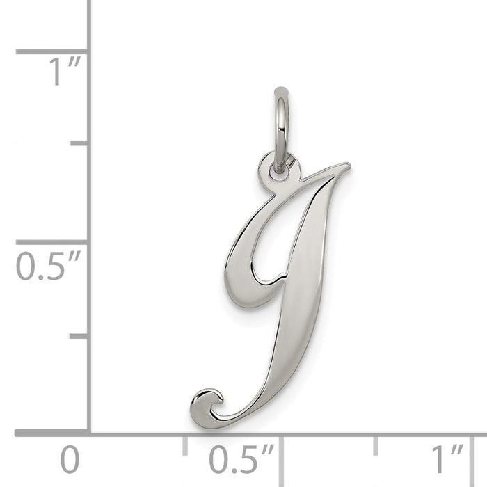 Million Charms 925 Sterling Silver Rhodium-Plated Medium Fancy Script Alphabet Letter Initial J Charm