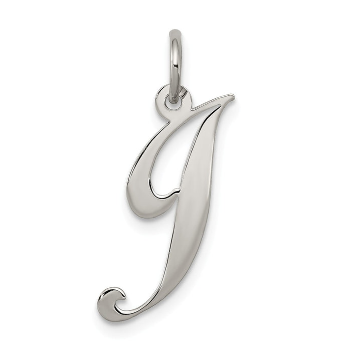 Million Charms 925 Sterling Silver Rhodium-Plated Medium Fancy Script Alphabet Letter Initial J Charm