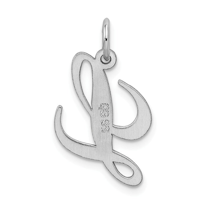 Million Charms 925 Sterling Silver Rhodium-Plated Medium Fancy Script Alphabet Letter Initial L Charm