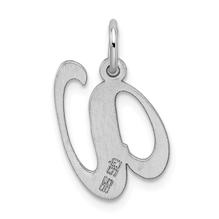 Million Charms 925 Sterling Silver Rhodium-Plated Medium Fancy Script Alphabet Letter Initial V Charm