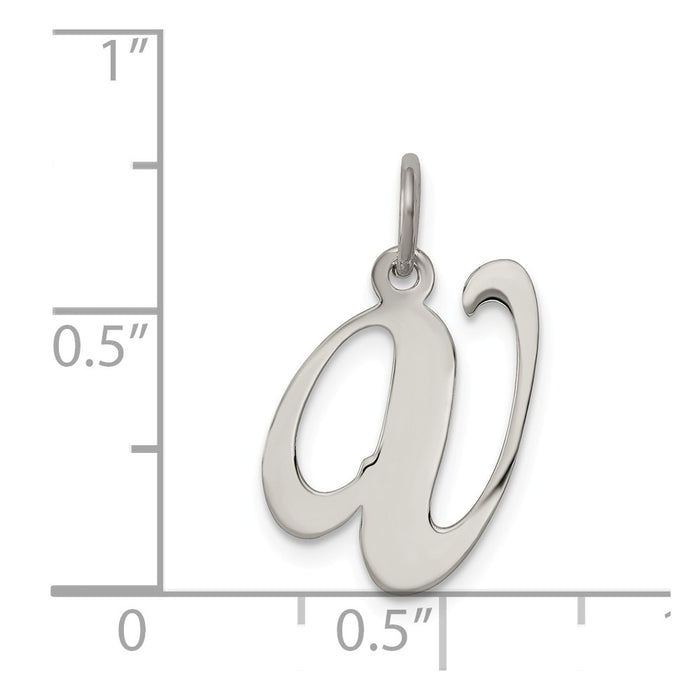 Million Charms 925 Sterling Silver Rhodium-Plated Medium Fancy Script Alphabet Letter Initial V Charm