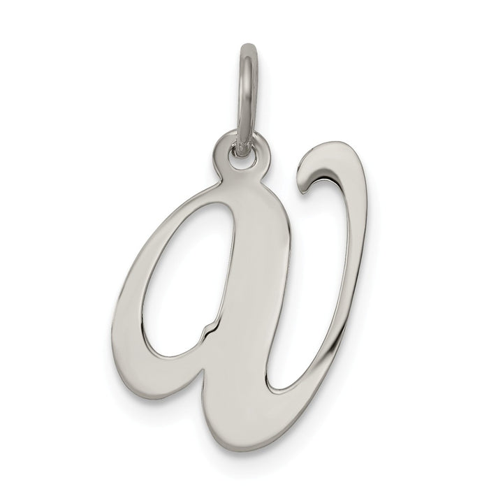 Million Charms 925 Sterling Silver Rhodium-Plated Medium Fancy Script Alphabet Letter Initial V Charm