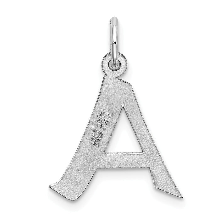 Million Charms 925 Sterling Silver Rhodium-Plated Medium Artisan Block Alphabet Letter Initial A Charm