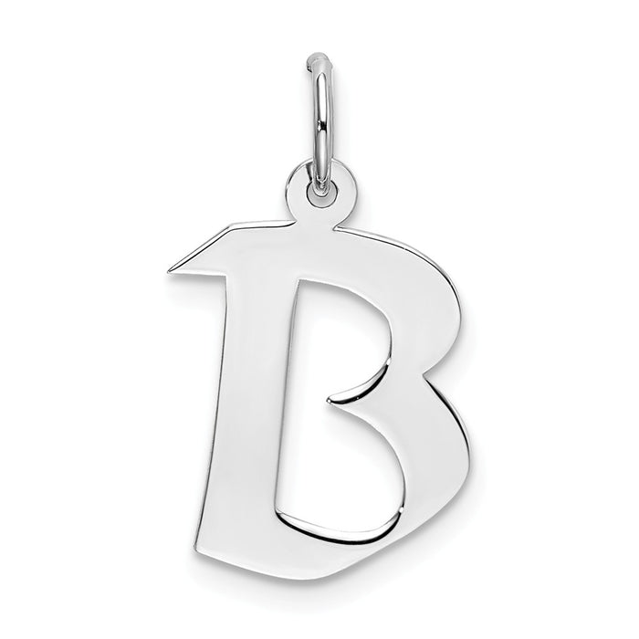 Million Charms 925 Sterling Silver Rhodium-Plated Medium Artisan Block Alphabet Letter Initial B Charm