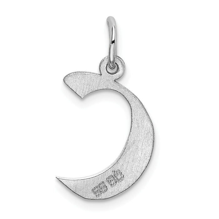 Million Charms 925 Sterling Silver Rhodium-Plated Medium Artisan Block Alphabet Letter Initial C Charm