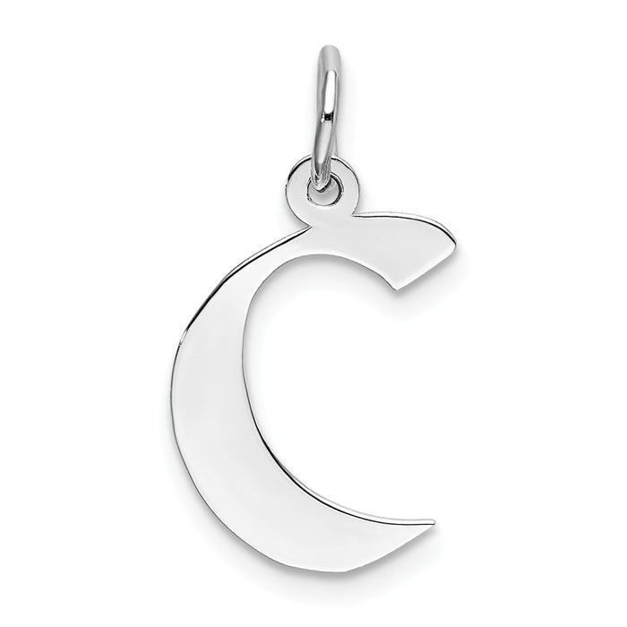 Million Charms 925 Sterling Silver Rhodium-Plated Medium Artisan Block Alphabet Letter Initial C Charm