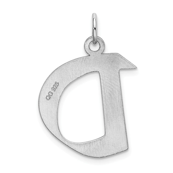 Million Charms 925 Sterling Silver Rhodium-Plated Medium Artisan Block Alphabet Letter Initial D Charm