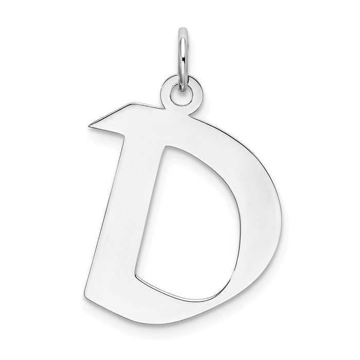 Million Charms 925 Sterling Silver Rhodium-Plated Medium Artisan Block Alphabet Letter Initial D Charm