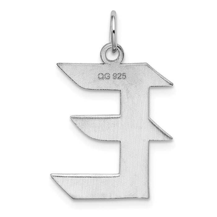 Million Charms 925 Sterling Silver Rhodium-Plated Medium Artisan Block Alphabet Letter Initial E Charm