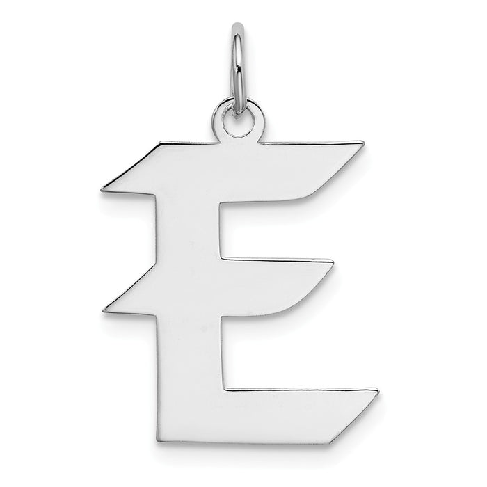 Million Charms 925 Sterling Silver Rhodium-Plated Medium Artisan Block Alphabet Letter Initial E Charm