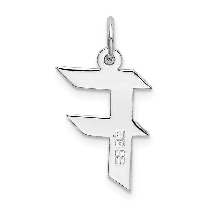 Million Charms 925 Sterling Silver Rhodium-Plated Medium Artisan Block Alphabet Letter Initial F Charm