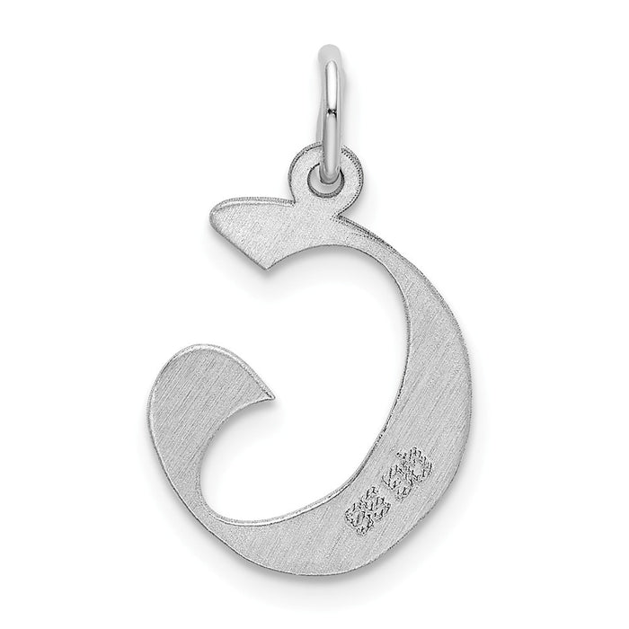 Million Charms 925 Sterling Silver Rhodium-Plated Medium Artisan Block Alphabet Letter Initial G Charm