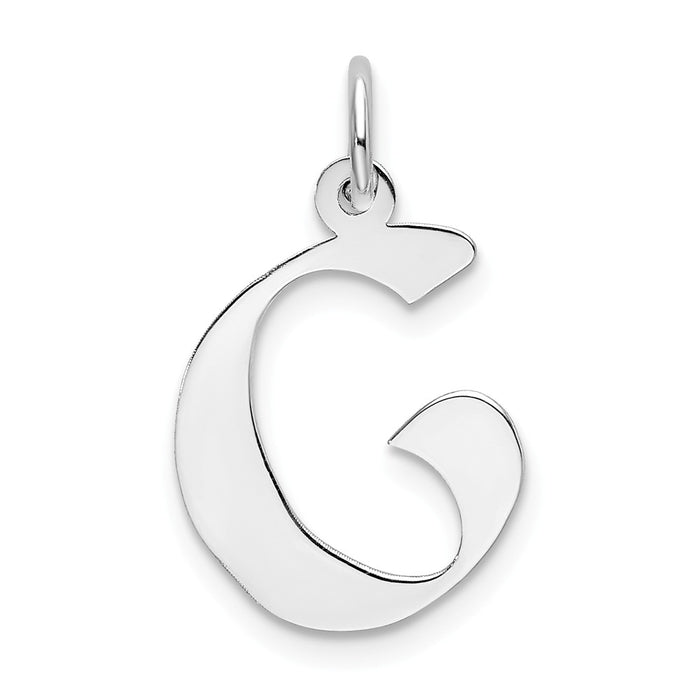 Million Charms 925 Sterling Silver Rhodium-Plated Medium Artisan Block Alphabet Letter Initial G Charm