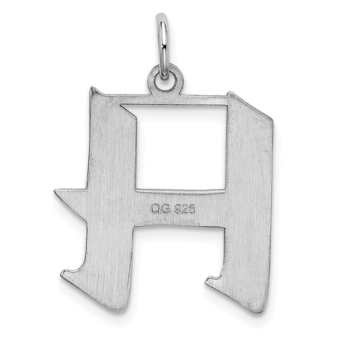 Million Charms 925 Sterling Silver Rhodium-Plated Medium Artisan Block Alphabet Letter Initial H Charm