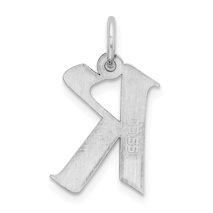 Million Charms 925 Sterling Silver Rhodium-Plated Medium Artisan Block Alphabet Letter Initial K Charm