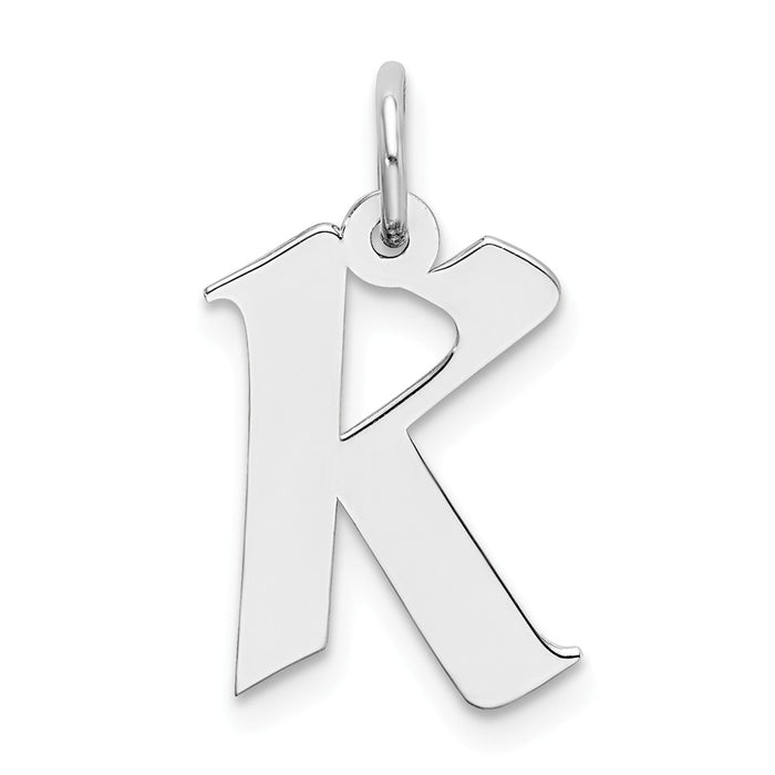 Million Charms 925 Sterling Silver Rhodium-Plated Medium Artisan Block Alphabet Letter Initial K Charm