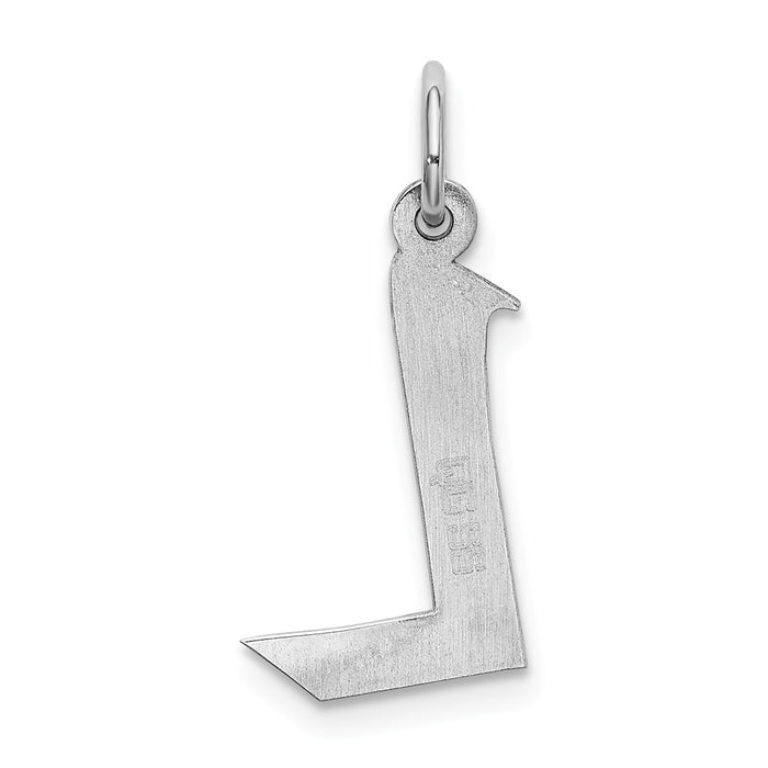 Million Charms 925 Sterling Silver Rhodium-Plated Medium Artisan Block Alphabet Letter Initial L Charm