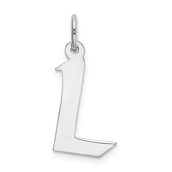 Million Charms 925 Sterling Silver Rhodium-Plated Medium Artisan Block Alphabet Letter Initial L Charm